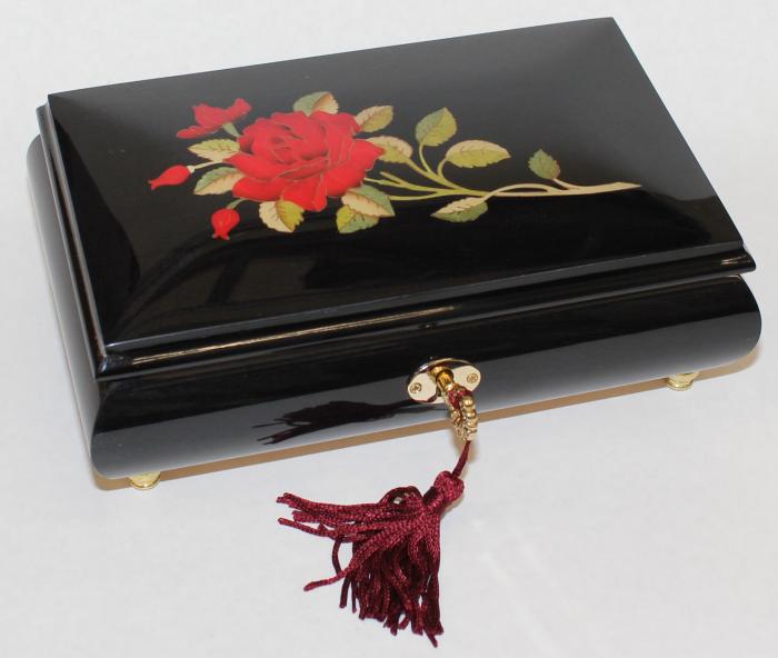 Nr.70CR03-18, Intarsien Rose, Schwarz